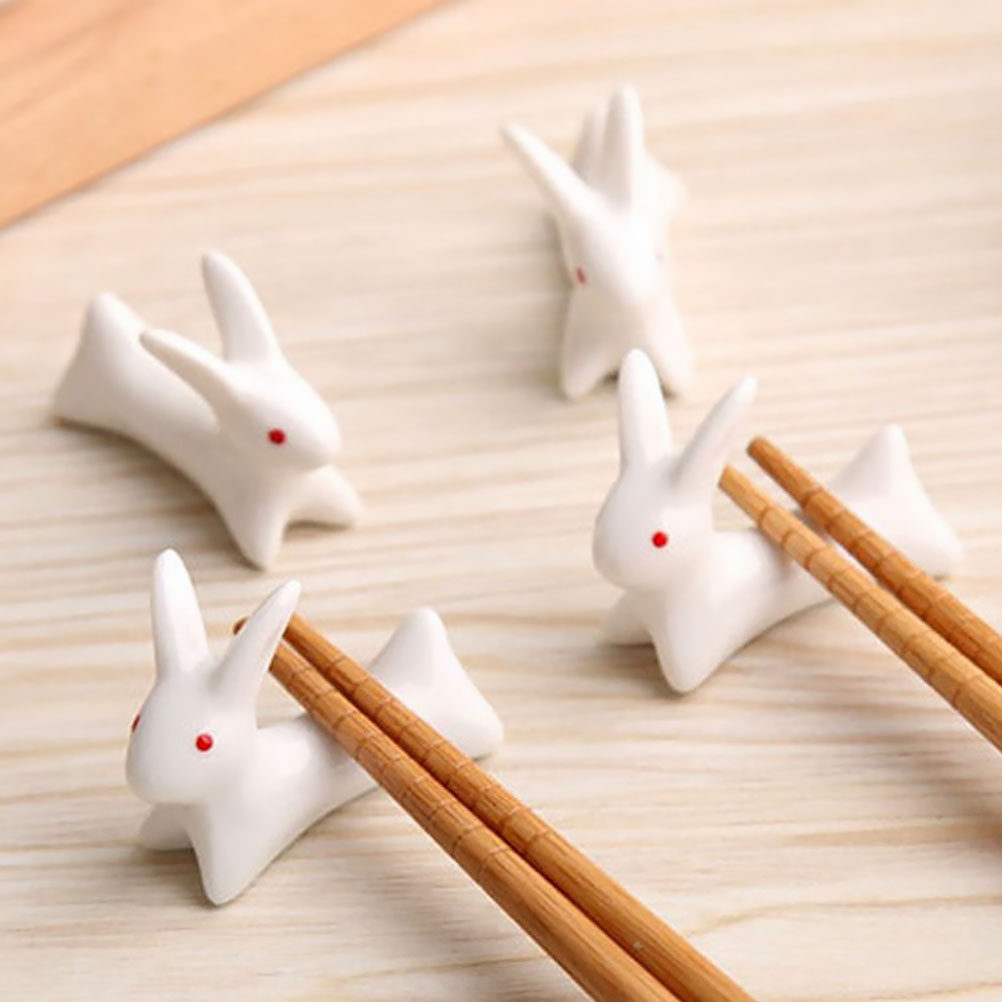 Chopstick Rest Ceramic - 10Pcs 만화 토끼 세라믹 젓가락 받침대